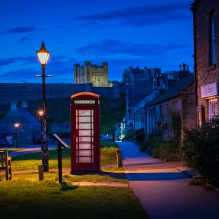 Bamburgh castle seen from the village 